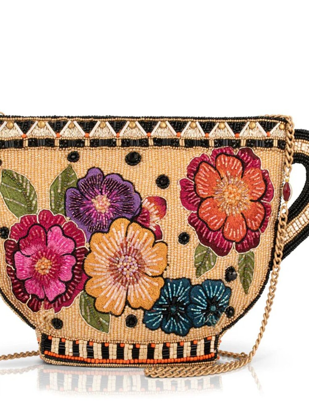 Mary Frances Tea Party Embroidered Bag Crossbody Handbag Floral Beige Purse NEW